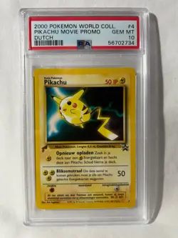 2000 Pokemon World Collection Pikachu Movie Promo PSA 10 Dutch #4 GEM MINT - Image 1