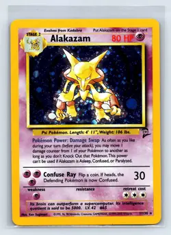2000 Vintage Alakazam 1/130 Base Set 2 Holo Unlimited Rare Pokemon TCG - Image 1