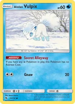 Alolan Vulpix (53/214) Common NM SM- Lost Thunder Pokemon TCG - Image 1