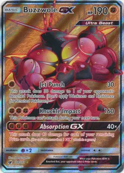 Lightly Played Buzzwole GX - 104/111 - Full Art Ultra Rare Pokemon Crimson Invas - Image 1