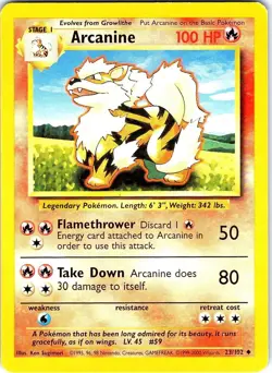 Arcanine 23/102 Uncommon Base Set Unlimited Pokemon - Image 1