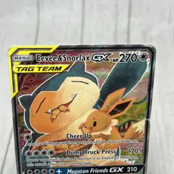 Pokemon TCG Eevee & Snorlax GX TAG TEAM SM169 Promo Holo- EXTREMELY DAMAGED - Image 2