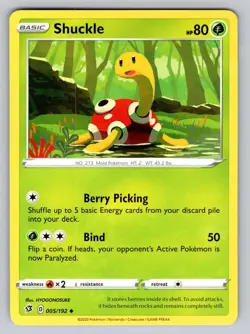 Shuckle 005/192 Uncommon Rebel Clash Pokemon Lightly Played - Image 1