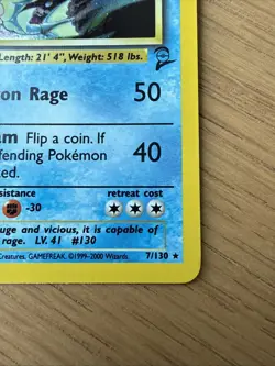 Pokemon TCG Gyarados 7/130 Base Set 2 Holo Rare English 2000 100 HP - Image 4