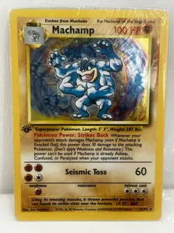 Sealed Machamp Base Set 8/102 1st Edition Holo Pokemon Card Rare WOTC - Image 1