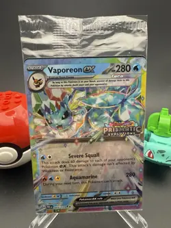 Pokemon - 023/131 Vaporeon ex Prismatic Evolutions Stamped Promo Holo Sealed NM - Image 1