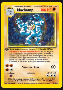Machamp 1st Edition 8/102 Base Set 1999 WOTC Vintage Pokemon TCG Card HP - Image 1
