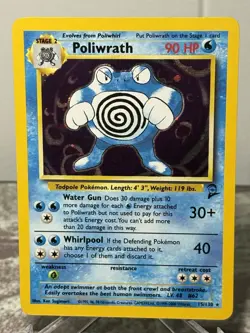 2000 Pokemon Base Set 2 Poliwrath Holo LP/NM 15/130 - Image 1