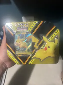 Factory Sealed Pokemon TCG Game pikachu V Powers Tin. 820650809941 - Image 1