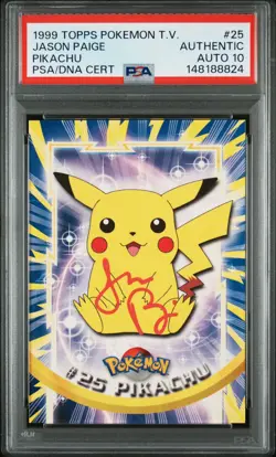 1999 TOPPS POKEMON TV #25 PIKACHU PSA AUTHENTIC AUTO 10 - Image 1