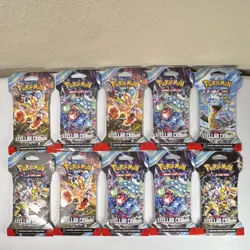 Pokemon Scarlet & Violet Stellar Crown Booster Pack 10 Sealed Sleeves! - Image 1