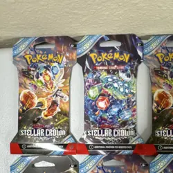 Pokemon Scarlet & Violet Stellar Crown Booster Pack 10 Sealed Sleeves! - Image 2