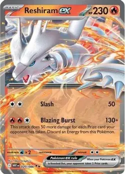 Reshiram ex 020/086 Double Rare White Flare Pokemon Near Mint - Image 1