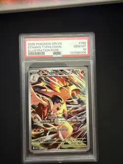 Pokemon 2025 Destined Rivals Illustration Rare #190 Ethan's Typhlosion PSA 10 - Image 1