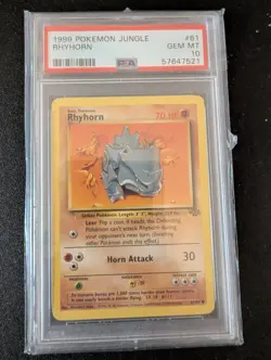Rhyhorn 61/64 Jungle Regular PSA 10 Very collectible very nice card Mint - Image 1