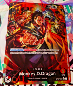 One Piece Card Game Carte Holo Monkey D. Dragon OP07-001 Alt Leader English Mint - Image 1