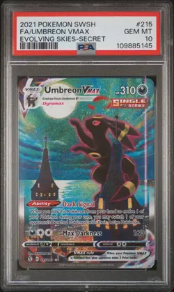 2021 POKEMON SWORD & SHIELD EVOLVING SKIES SECRET FULL ART/UMBREON VMAX PSA 10 - Image 1