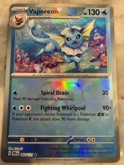 Pokemon Prismatic Evolutions Vaporeon Master Ball Holo 022/131 - Image 1