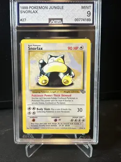 1999 Pokemon Jungle Snorlax Non Holo #27 AGS 9 Vintage WOTC - Image 2