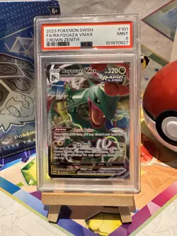 2023 POKEMON SWORD & SHIELD CROWN ZENITH FULL ART/RAYQUAZA VMAX PSA 9 - Image 1