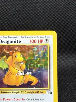 Pokemon Dragonite Card 4/62 Fossil 1999 Holo Rare Holofoil Damaged WOTC (STAINED - Image 3