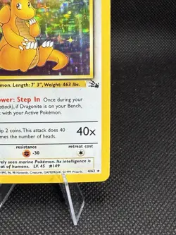 Pokemon Dragonite Card 4/62 Fossil 1999 Holo Rare Holofoil Damaged WOTC (STAINED - Image 4