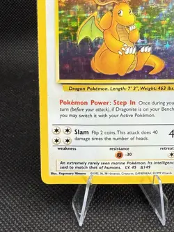Pokemon Dragonite Card 4/62 Fossil 1999 Holo Rare Holofoil Damaged WOTC (STAINED - Image 5