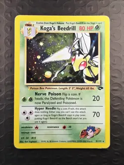 Koga's Beedrill 9/132 Gym Challenge Holo Rare WoTC Pokemon 2000 HP - Image 1