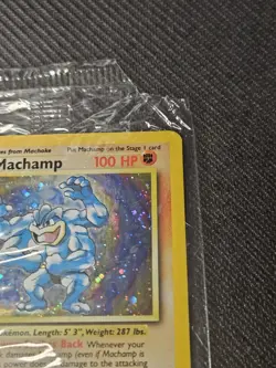 Vintage Machamp 1st Edition Cosmo Holo SEALED W/ Big SWIRL Pokemon Card New Mint - Image 4