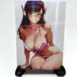 Overwatch D.Va Sexy Hot Anime Waifu Girl Lewd Doujin Goddess Story Holo Art Card - Image 3