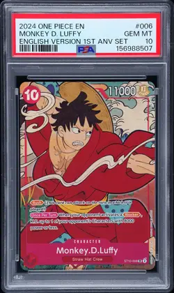 2024 ONE PIECE ENGLISH VERSION 1ST ANNIVERSARY SET #006 MONKEY D. LUFFY PSA 10 - Image 1