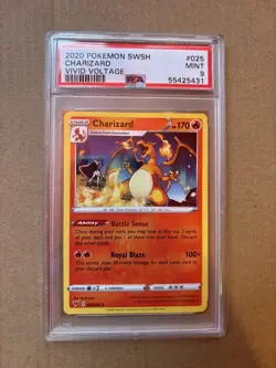 Psa 9 Charizard Vivid Voltage 025/185 Non-Holo Rare Pokemon Card TCG Mint 2020 - Image 1