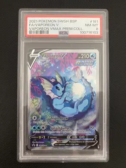 Vaporeon v SWSH181 - 2021 Pokemon SWSH Black Star Promo Premium Collection PSA 8 - Image 1