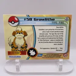 #58 Growlithe Topps Foil LP Blue Logo Pokemon TV Animation Edition - Image 2