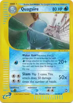 Heavily Played Quagsire - 30/147 - Rare - Reverse Holo Pokemon Aquapolis - Image 1