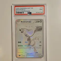 Pokemon TCG 2025 Reshiram ex Sv: White Flare 173/086 Black White Rare PSA 9 - Image 1