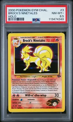 POP 7 Brock's Ninetales Pokemon Gym Challenge 3 Holo PSA 8.5 - Image 1