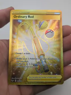 Pokemon TCG - Ordinary Rod 215/202 - Gold Secret Rare Holo - Sword & Shield *NM - Image 1
