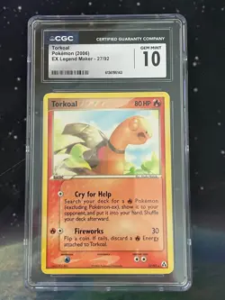 Torkoal 27/92 CGC 10 EX Legend Maker Pokemon 2006 - FREE SHIPPING - Image 1