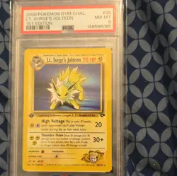 Pokemon 2000 Gym Challenge 1st Edition Lt. Surge's Jolteon 28/132 PSA 8 - Image 1