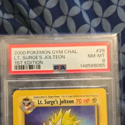Pokemon 2000 Gym Challenge 1st Edition Lt. Surge's Jolteon 28/132 PSA 8 - Image 3