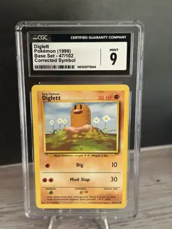 CGC 9 MINT Diglett 47/102 1st Edition Shadowless Base Set Pokemon Card - Image 1