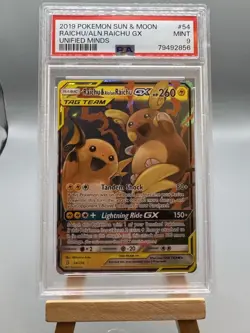 RAICHU & ALOLAN RAICHU GX #54 PSA 9 POKEMON SUN & MOON UNIFIED MIND - Image 1