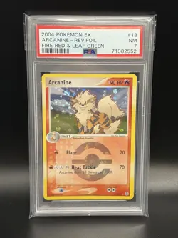 2004 ARCANINE Pokemon Card #18 EX Fire Red & Leaf Green Reverse Holo PSA 7 - Image 1