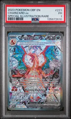 2023 POKEMON OBF EN-OBSIDIAN FLAMES SPECIAL ILLUSTRATION RARE CHARIZARD EX PSA 1 - Image 1
