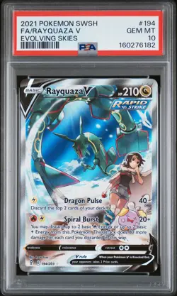 2021 POKEMON SWORD & SHIELD EVOLVING SKIES #194 FULL ART/RAYQUAZA V PSA 10 - Image 1