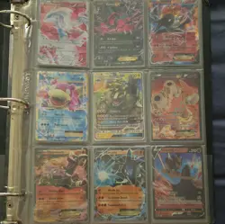 Pokemon binder two full pages of EX, GX, V, Holos, fullarts, and trainers. - Image 1