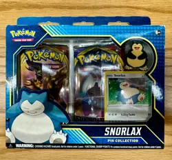 Pokemon TCG Snorlax Pin Collection - 3 Booster Packs Promo Card & Pin Box Set - Image 1