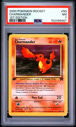 2000 POKEMON ROCKET 1ST EDITION #50 CHARMANDER PSA 7 - Image 1