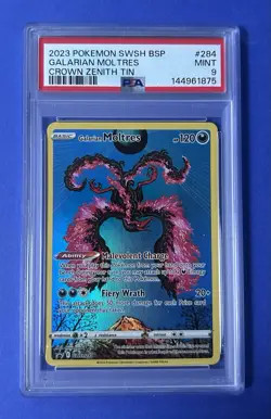 2023 Pokemon SWSH BSP Galarian Moltres Crown Zenith Tin #284 PSA 9 MINT - Image 1